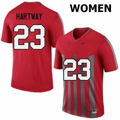 NCAA Ohio State Buckeyes Women's #23 Michael Hartway Throwback Nike Football College Jersey DQU1645XK